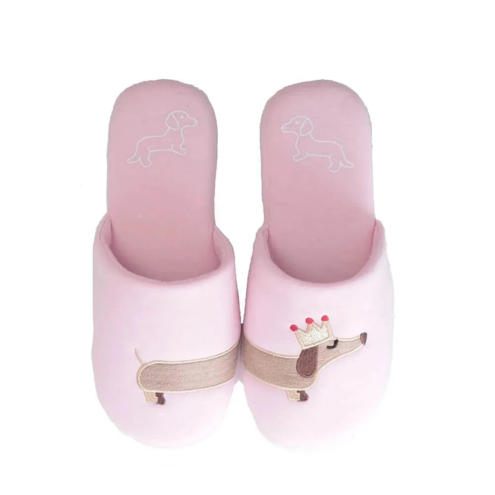 Crowned Dachshund Slippers Pink / S - US 5-6 = EU 36-37 The Doxie World