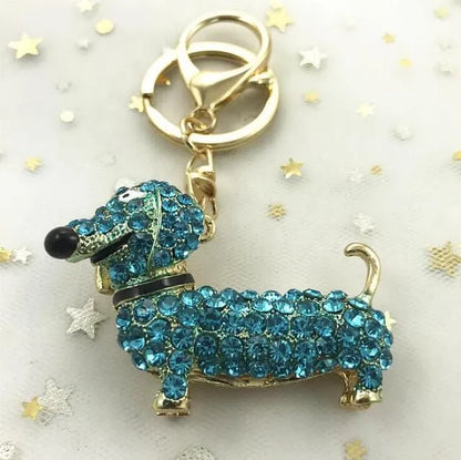 Crystal Dachshund Keychain Green The Doxie World