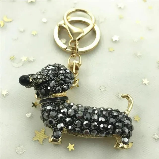 Crystal Dachshund Keychain Black The Doxie World