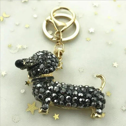 Crystal Dachshund Keychain Black The Doxie World
