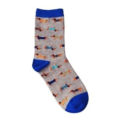 Cute Dachshund Socks Blue ankle The Doxie World
