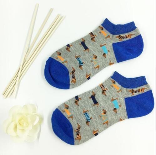 Cute Dachshund Socks Short blue The Doxie World