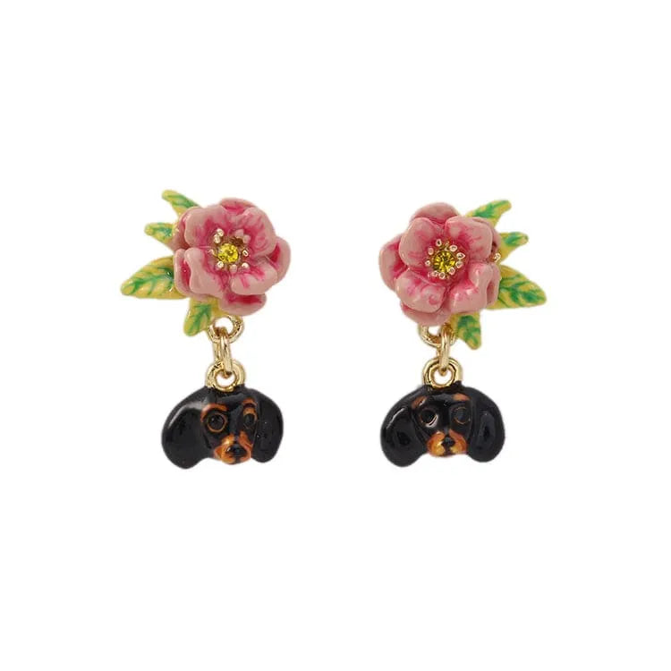 Dachshund And Flower Earrings The Doxie World