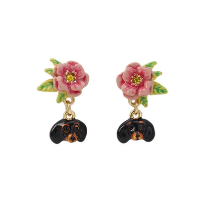 Dachshund And Flower Earrings The Doxie World