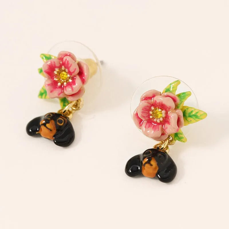 Dachshund And Flower Earrings The Doxie World