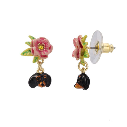 Dachshund And Flower Earrings The Doxie World