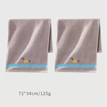 Dachshund Bath Towels Set 2 x Gray Yellow Dachshund / 34x72cm/13.5"X28" / Set (2 towels) The Doxie World