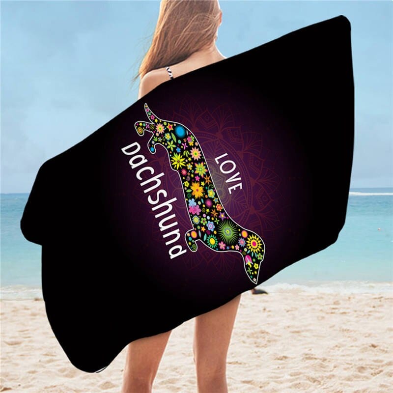 Dachshund Beach Towel Love Dachshund / 75cmx150cm/59"x29.5" The Doxie World