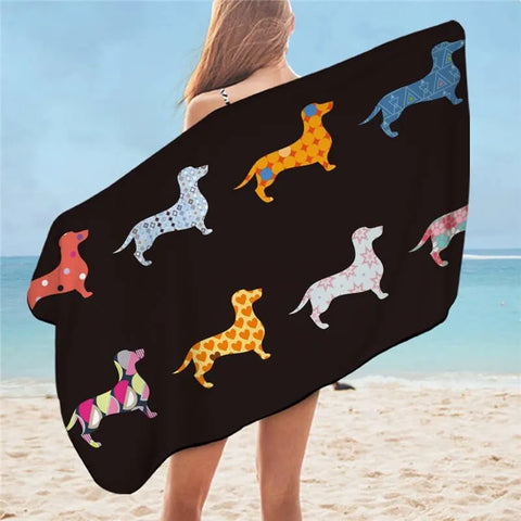 Dachshund Beach Towel Black / 75cmx150cm/59"x29.5" The Doxie World