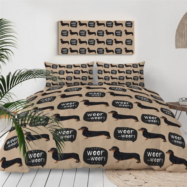 Dachshund Bedding Set Brown / US Twin The Doxie World