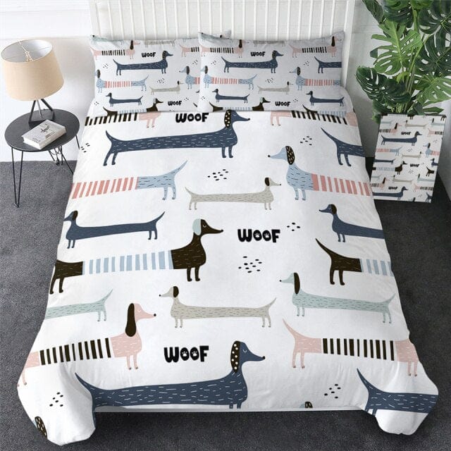 Dachshund Bedding Set White / UK Double The Doxie World