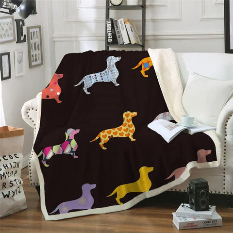 Dachshund Blanket Black / 130cmx150cm The Doxie World