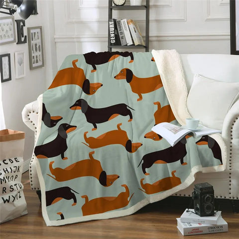 Dachshund Blanket Green / 130cmx150cm The Doxie World