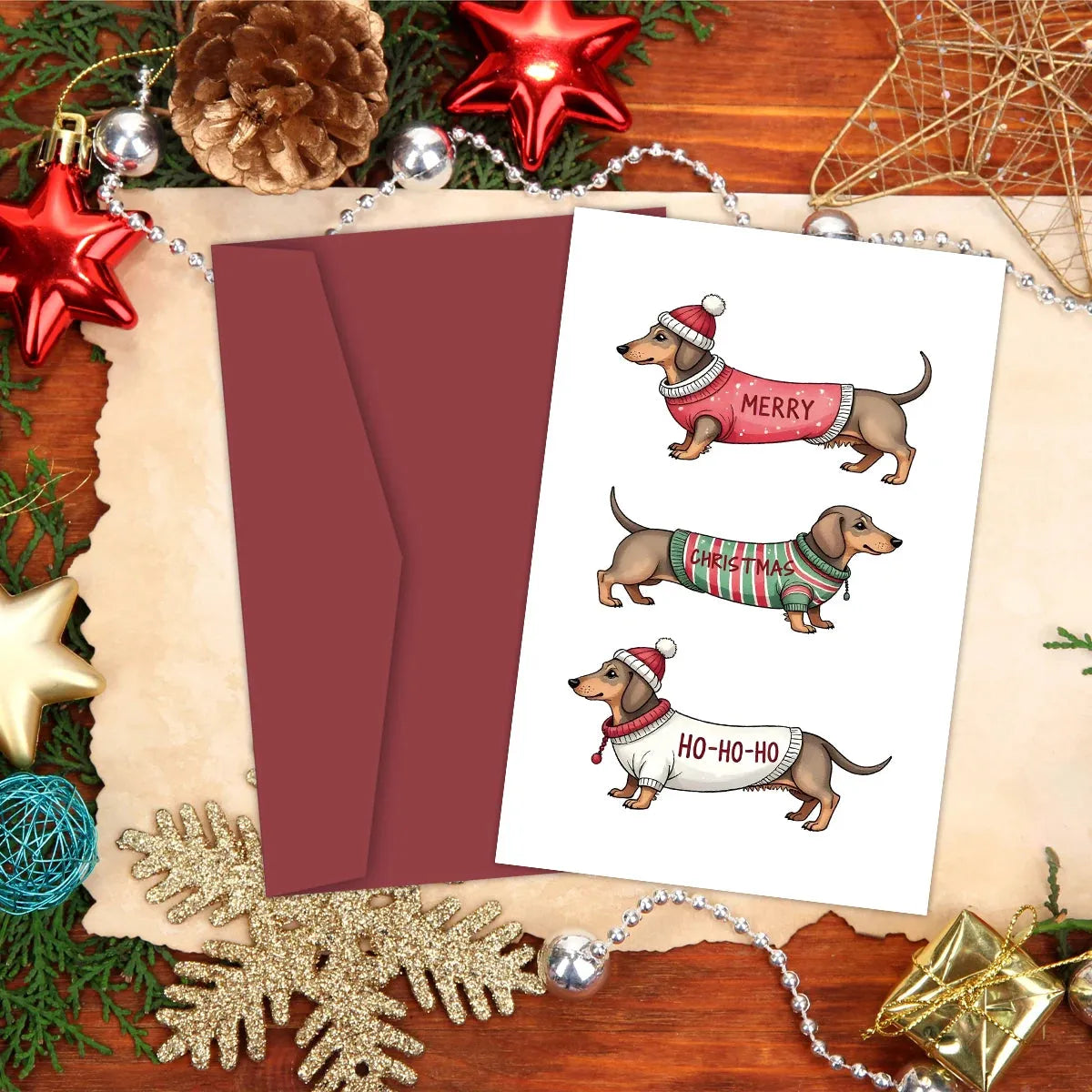 Dachshund Christmas Cards 6-Piece Set The Doxie World