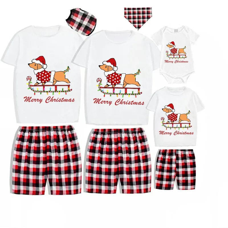Dachshund  Christmas Family Short Pajama Se White / 3M / China The Doxie World
