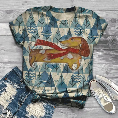 Dachshund Christmas Shirts Dachshund with the red scarf / XXS The Doxie World