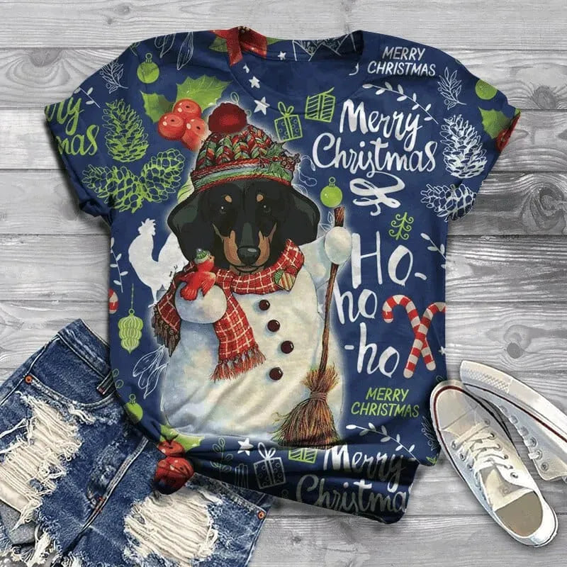Dachshund Christmas Shirts Snowman Dachshund / XXS The Doxie World