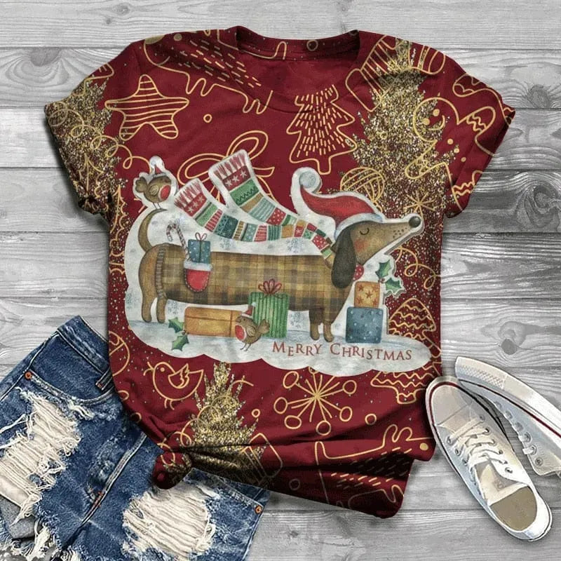 Dachshund Christmas Shirts Merry Christmas Red / XXS The Doxie World
