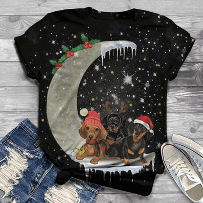 Dachshund Christmas Shirts The Moon and dachshunds / XXS The Doxie World