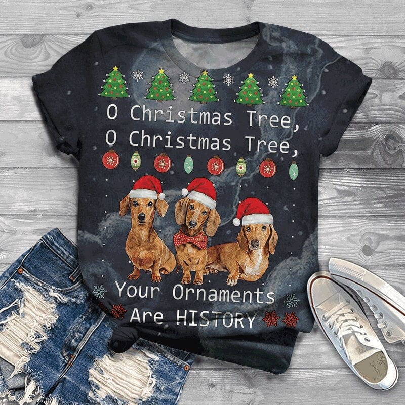Dachshund Christmas Shirts O Christmas Tree / XXS The Doxie World