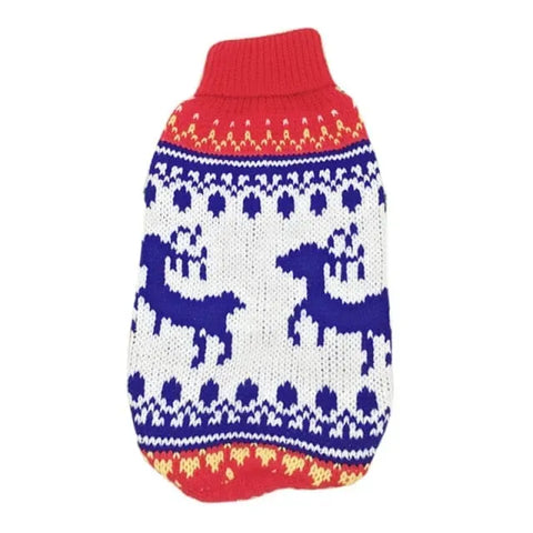 Dachshund Christmas Sweater White Navy Deer / 6 The Doxie World