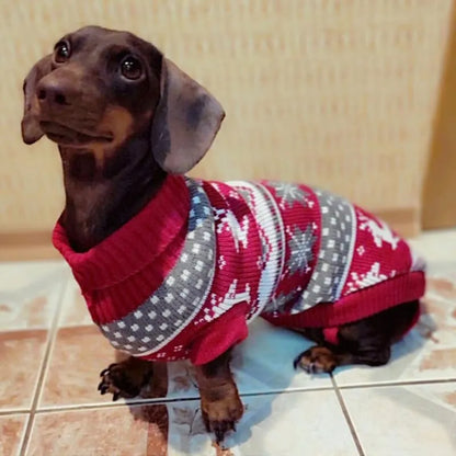 Dachshund Christmas Sweater Red Two Deers / 6 The Doxie World