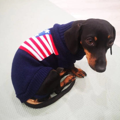 Dachshund Christmas Sweater American Flag / 6 The Doxie World