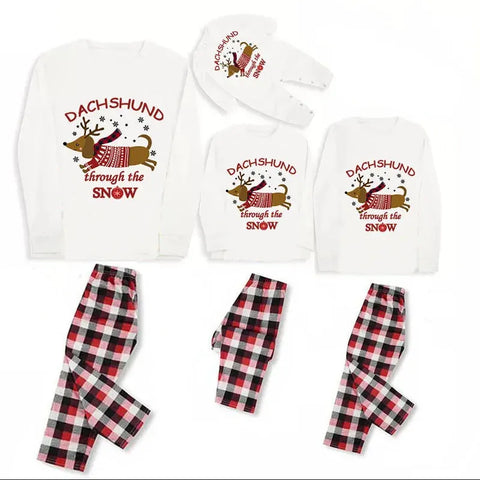Dachshund Family Christmas Pajamas White / Baby 60 The Doxie World