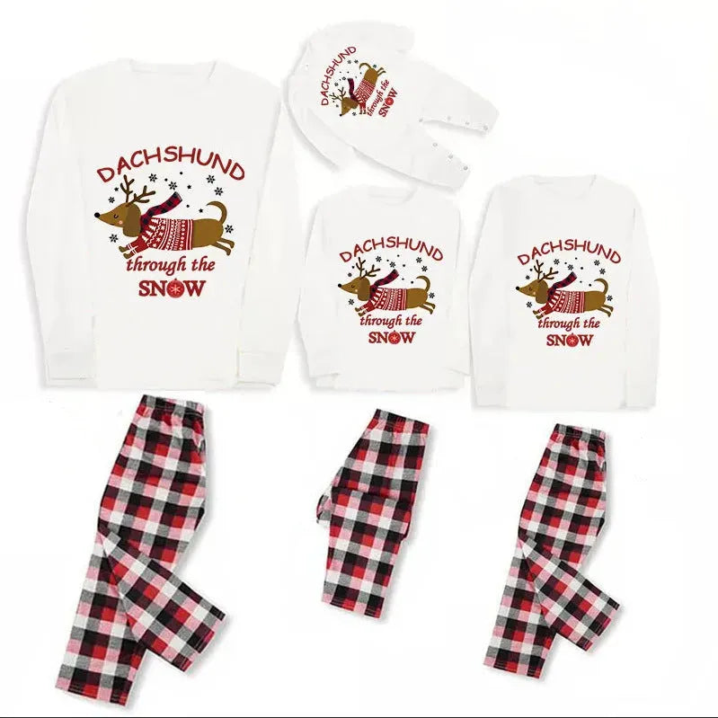 Dachshund Family Christmas Pajamas White / Baby 60 The Doxie World