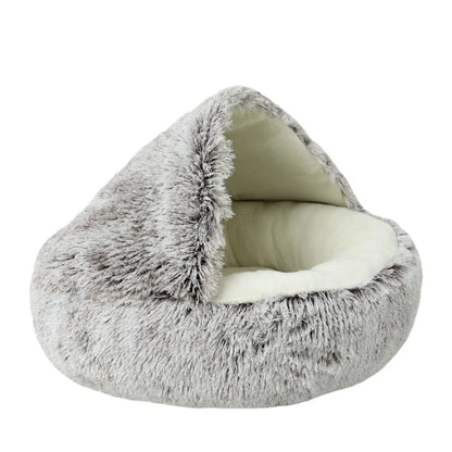 Dachshund Fluffy Cave Bed Coffee Short Plush / 40cm/15.5" diameter for pets up to 5kg/11lb The Doxie World