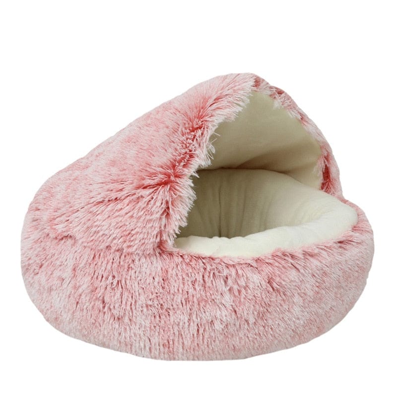 Dachshund Fluffy Cave Bed Pink Short Plush / 40cm/15.5" diameter for pets up to 5kg/11lb The Doxie World