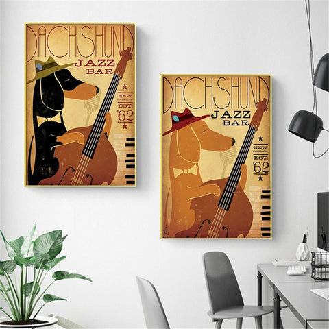 Dachshund Jazz Bar Wall Art The Doxie World