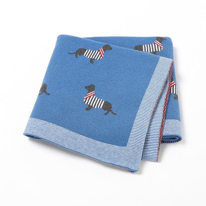 Dachshund  Lap And Baby Blanket Denim Blue The Doxie World