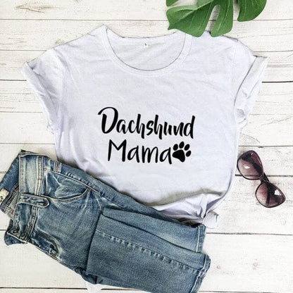 Dachshund Mama T-Shirt white-black text / S The Doxie World