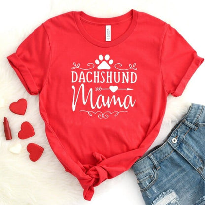 Dachshund Mama T-Shirt Red / L The Doxie World
