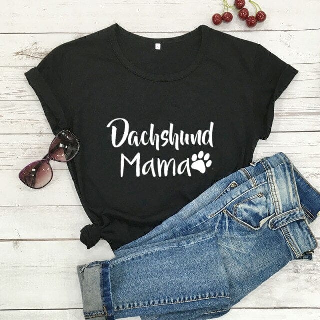 Dachshund Mama T-Shirt black-white text / XL The Doxie World