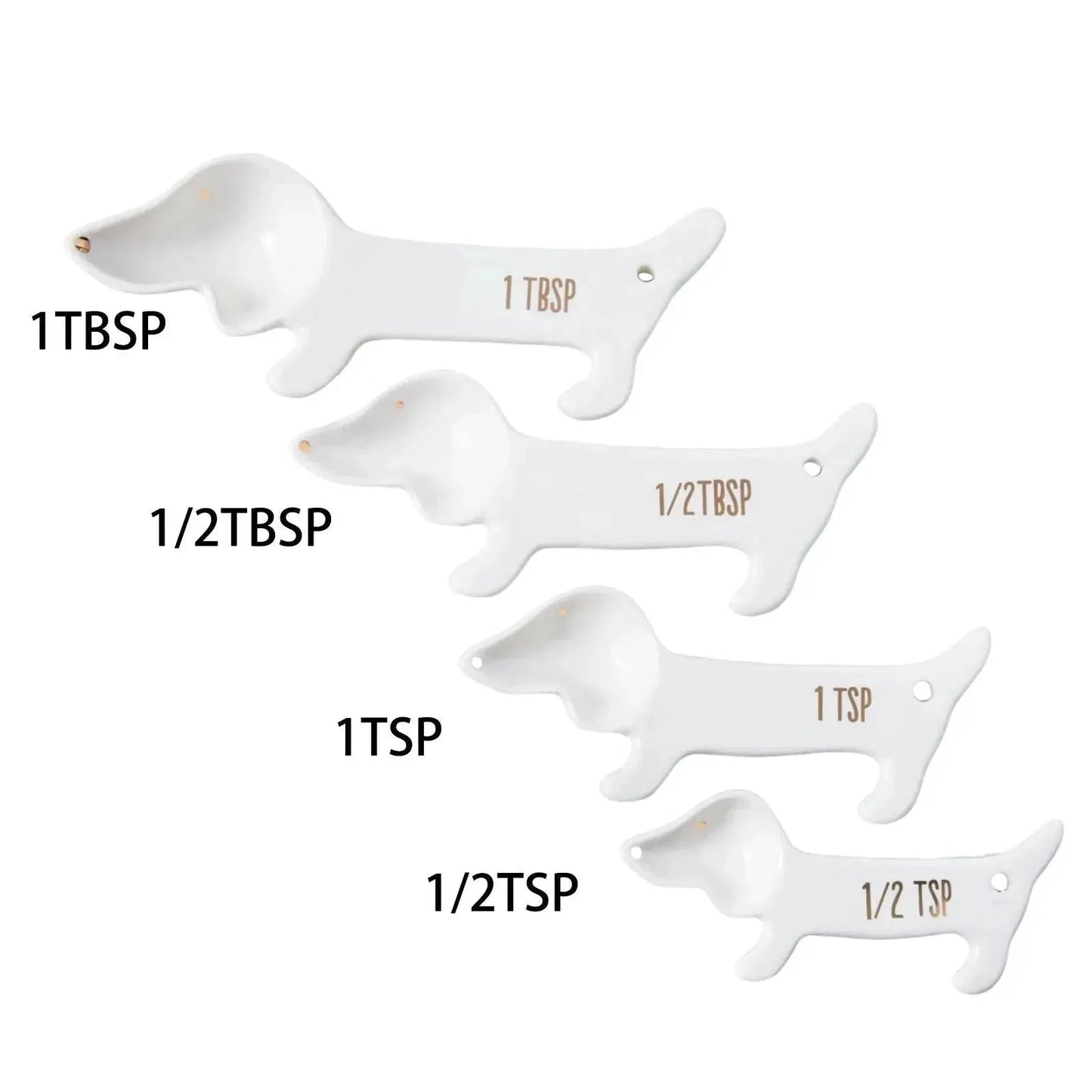 Dachshund Measuring Spoons 4-Piece Set / White The Doxie World