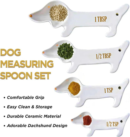 Dachshund Measuring Spoons 4-Piece Set / White The Doxie World