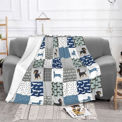 Dachshund Quilt Blanket Patchwork / 125x100cm/50"x40" The Doxie World
