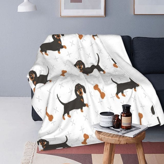 Dachshund Quilt Blanket Bones / 200x150cm/80"x60" The Doxie World