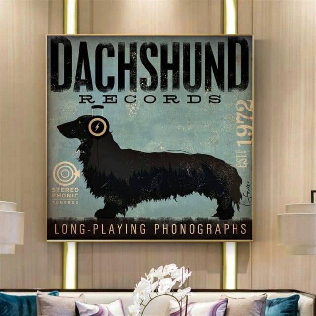 Dachshund Record Vintage Wall Art Long Haired Dachshund The Doxie World