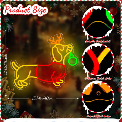 Dachshund Reindeer Neon Light 1 The Doxie World