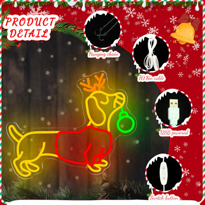 Dachshund Reindeer Neon Light 1 The Doxie World