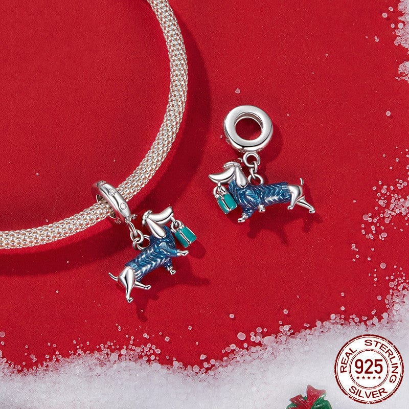 Dachshund Santa Sterling Silver Charm The Doxie World