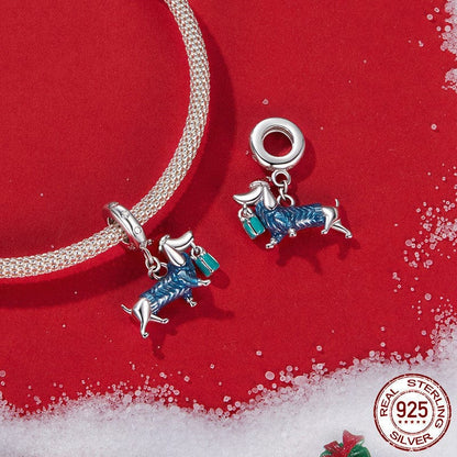 Dachshund Santa Sterling Silver Charm The Doxie World