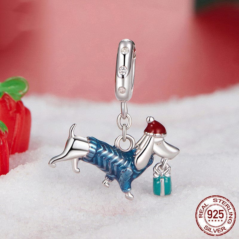 Dachshund Santa Sterling Silver Charm Charm / Universal The Doxie World