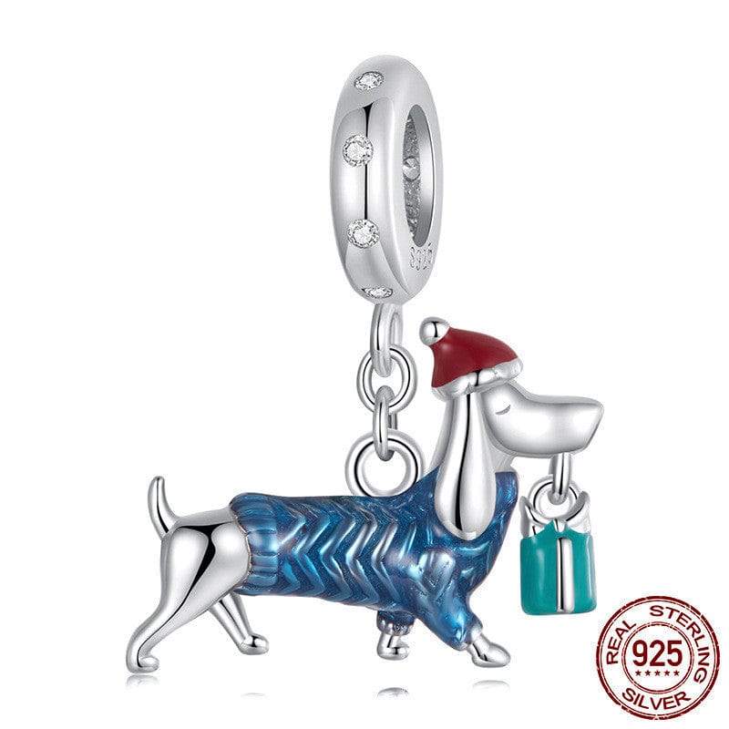 Dachshund Santa Sterling Silver Charm The Doxie World