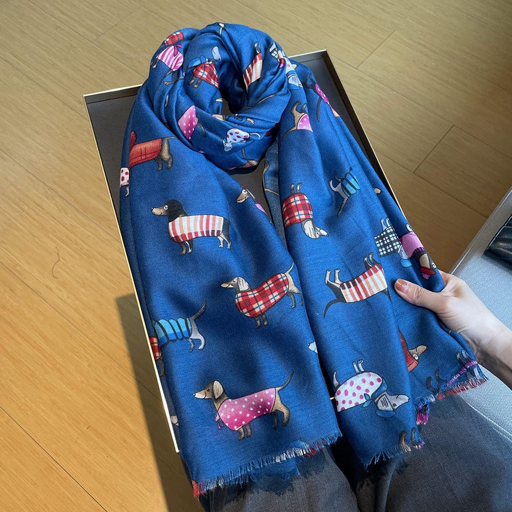 Autumn And Winter Cotton And Linen Scarf Blue / 180x90cm The Doxie World