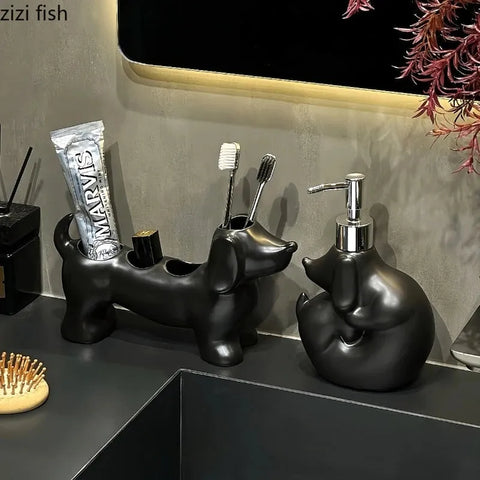 Dachshund Soap Dispenser Black Set The Doxie World