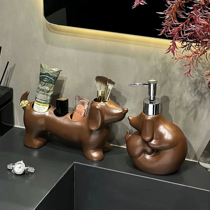 Dachshund Soap Dispenser Brown Set The Doxie World